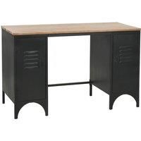 vidaXL Double Pedestal Desk Solid Firwood and Steel 120x50x76 cm