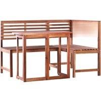 vidaXL Solid Acacia Wood Balcony Table and Corner Bench Set 2 Piece Furniture