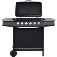 vidaXL Gas BBQ Grill with 6 Cooking Zones Steel Black Garden Barbecue Burner