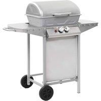 Vidaxl Gas BBQ Grill With 2 Cooking Zones Silver Stainless Steel