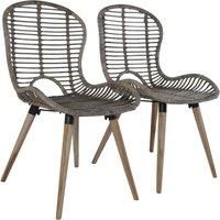 2/4/6x Dining Chairs Natural Rattan Outdoor Garden Patio Black/Brown vidaXL