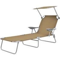 Sun Lounger with Canopy Outdoor Sunbed Lounge Bed Garden Day Bed Steel vidaXL