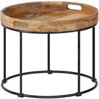 Solid Mange Wood and Steel Coffee Table 50x40cm Home Furniture Stand vidaXL