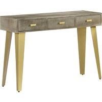 Solid Mango Wood Console Table Grey with Brass 110x35x76cm Display Desk vidaXL