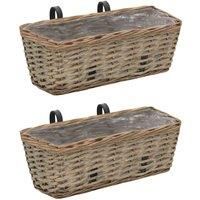 vidaXL Balcony Planter 2 pcs Wicker with PE Lining 40 cm
