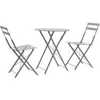 vidaXL 3-Piece Bistro Set in Steel Grey - Weather-Resistant, Foldable, Powder-Coated Steel Construction, Ideal for Garden/Patio/Balcony