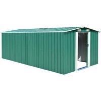 vidaXL Garden Shed 257x489x181cm Metal Green Outdoor Tool Storage House Cabin