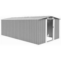 vidaXL Garden Shed 257x497x178cm Metal Grey Outdoor Tool Storage House Cabin