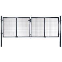 Vidaxl Mesh Garden Gate Galvanised Steel 289X100 Cm Grey