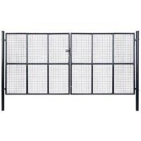 vidaXL Mesh Garden Gate Galvanised Steel 400x200cm Grey Outdoor Fence Door