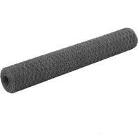 vidaXL Chicken Wire Fence Steel with PVC Coating – Versatile and Flexible for Fencing, Aviary Construction, Rabbit, and Chicken Cages - 25x1m Grey