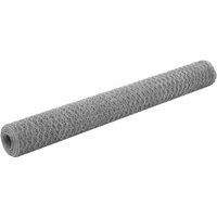 vidaXL Wire Netting Galvanised Steel 25x1.2m Hexagonal Silver Patio Mesh Fence