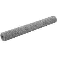 vidaXL Wire Netting Galvanised Steel 25x1.2m Hexagonal Silver Patio Mesh Fence