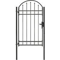 Vidaxl Fence Gate With Arched Top Steel 100X175 cm Black