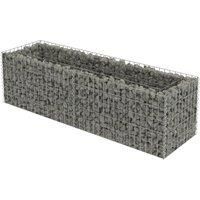 vidaXL Gabion Raised Bed in Silver, Galvanised Steel Material - High Load Capacity & Rustproof Planter Box Suitable for Gardens, Patios, Decks