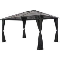 vidaXL Gazebo with Curtain Aluminium 4x3x2.6m Black Patio Party Tent Marquee