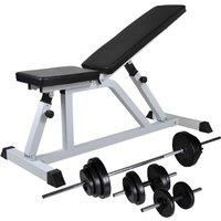 vidaXL Workout Bench With Barbell And Dumbbell Set 30 5 Kg