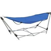 vidaXL Hammock with Foldable Stand Blue Outdoor Portable Camping Travel Bed