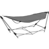 vidaXL Hammock with Foldable Stand Grey Outdoor Portable Camping Travel Bed