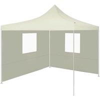 vidaXL Foldable Tent with 2 Walls 3x3m Cream Outdoor Gazebo Canopy Marquee