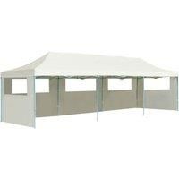 vidaXL Folding Pop-up Party Tent with 5 Sidewalls 3x9m Cream Canopy Gazebo