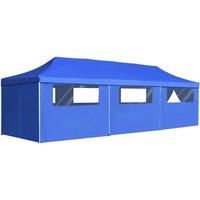 vidaXL Folding Pop-up Party Tent with 8 Sidewalls 3x9m Blue Canopy Gazebo