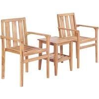 vidaXL 3 Piece Solid Teak Bistro Set Outdoor Garden Furniture Table Chair