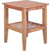vidaXL Solid Teak Coffee Table with Shelf - Square 40x40x50 cm Outdoor/Indoor use in Brown, Durable and Weather-Resistant