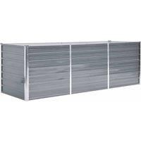 vidaXL Garden Raised Bed | Outdoor Grey Galvanised Steel Planter | Large Size 240x80x77 cm | Sturdy Rectangular shape | Ideal for DIY Garden Projects, Patios Decoration