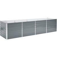 vidaXL Garden Raised Bed Galvanised Steel 320x80x77cm Grey Flower Box Raised Bed
