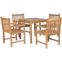 vidaXL Solid Teak Wood 5 Piece Outdoor Dining Set Garden Furniture Table Chair