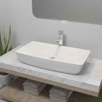vidaXL Basin with Faucet Hole Rectangular Ceramic Black 46x25.5x12 cm