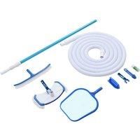 vidaXL 9 Piece Durable Pool Maintenance Kit - Includes Vacuum, Skimmer, Brushes, Aluminium Pole, Thermometer, Test Strip, Debris and Leaf Collection Bag.