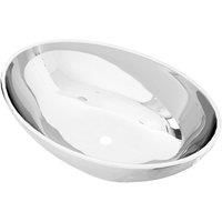 vidaXL Elegant Ceramic Wash Basin - Oval Shape, 40x33x13.5 cm Size, Silver Color, Contemporary Design, Ideal for Bathroom/Washroom/Cloakroom, High Gloss Finish