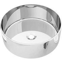 /'vidaXL Ceramic Wash Basin - Stunning Silver Color, Round Shape, Above Counter Installation, Easy Cleaning, Contemporary Bathroom Vessel Sink