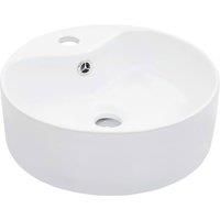vidaXL Wash Basin with Overflow Above Counter Bathroom Washroom Cloakroom Wash Bowl Sink 36x13cm Ceramic White