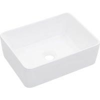 /'vidaXL Ceramic Wash Basin - White Glossy Finish Sink for Bathroom/Washroom/Cloakroom - Compact and Easy to Clean - Above Counter Installation - 40x30x13 cm