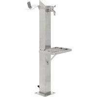 vidaXL Stainless Steel Garden Water Column - Freestanding Outdoor Fresh Water Supply with Faucet & Shelves - 95cm Height - Silver