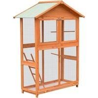 vidaXL Solid Pine & Fir Wood Bird Cage 120x60x168cm Aviary House Habitat Case