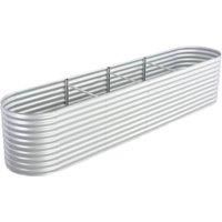 vidaXL Garden Raised Bed 400x80x81cm Galvanised Steel Silver Flower Raised Bed