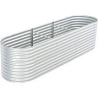 vidaXL Garden Raised Bed in Silver - Spacious and Versatile Outdoor Planting Unit Made from Galvanized Steel - Ideal for Growing Vegetables, Herbs, and Flowers