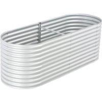 vidaXL Garden Raised Bed 240x80x81cm Galvanised Steel Silver Flower Raised Bed