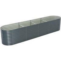 vidaXL Garden Raised Bed 400x80x81cm Galvanised Steel Grey