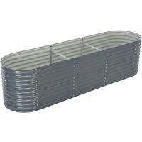 vidaXL Garden Raised Bed 320x80x81cm Galvanised Steel Grey Flower Pot Raised Bed