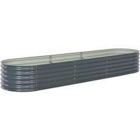 vidaXL Garden Raised Bed 320x80x44cm Galvanised Steel Grey Flower Pot Raised Bed