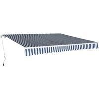 vidaXL Folding Awning Manual Operated 400cm Blue/White Canopy Solar Shade