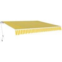 vidaXL Folding Awning Manual Operated 400cm Yellow/White Canopy Solar Shade