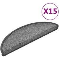 vidaXL 15x Carpet Stair Treads Two-sided Adhesive Tapes Step Rug Protector Sheet Dark Grey 56x17cm