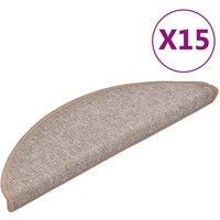 Vidaxl Carpet Stair Treads 15 Pcs Light Brown 56X17X3 Cm