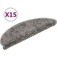 vidaXL 15x Stair Mats Two-sided Adhesive Tapes 900g/m² Non-slip Step Carpet Tread Rug Protector Grey 56x20cm